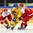 HELSINKI, FINLAND - DECEMBER 30: Sweden's Andreas Englund #6 battles for the puck with Denmark's Jeppe Korsgaard #20 and Niklas Andersen #24 during preliminary round action at the 2016 IIHF World Junior Championship. (Photo by Matt Zambonin/HHOF-IIHF Images)

